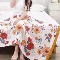 Badetuch mit Boho-Blumenmuster – groß, schnelltrocknend, Baumwolle, 80 x 160 cm