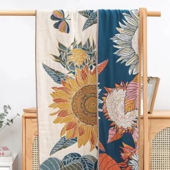 Badetuch mit Sonnenblumenmotiv – schnelltrocknend, großes Badetuch für den Pool