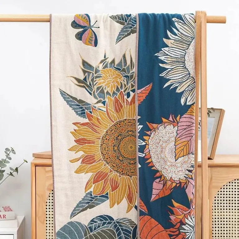 Badetuch mit Sonnenblumenmotiv – schnelltrocknend, großes Badetuch für den Pool