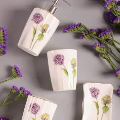 Badezimmer-Set aus Keramik – Zahnbürstenhalter, Lotionspender, Seifenschale