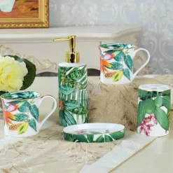 Badezimmerset „Tropical Rainforest“ – 5-teilige Sanitärkeramik