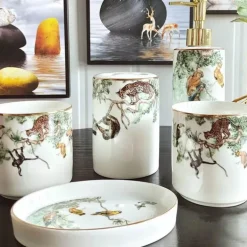 Badezimmerset „Tropical Rainforest“ – 5-teilige Sanitärkeramik