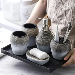 Bali Ceramic Bathroom Set - Elegant Home Decor Accessory