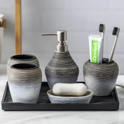 Bali Ceramic Bathroom Set - Elegant Home Decor Accessory