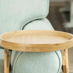 Bamboo Clip-On Tray - Round Sofa Armrest Organizer