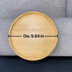 Bamboo Clip-On Tray - Round Sofa Armrest Organizer
