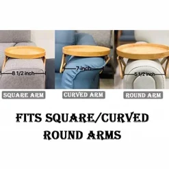 Bamboo Clip-On Tray - Round Sofa Armrest Organizer