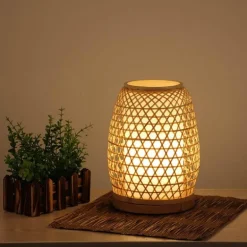 Bamboo Lantern Lamp - Natural Decorative Light Fixture