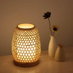 Bamboo Lantern Lamp - Natural Decorative Light Fixture