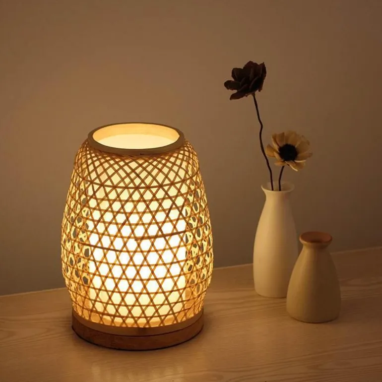 Bamboo Lantern Lamp - Natural Decorative Light Fixture