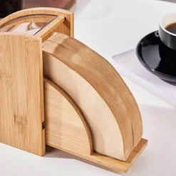 Bambus-Kaffeefilterhalter mit Staubschutzhülle, Aufbewahrungslösung für 100 Stück