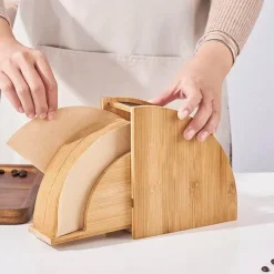 Bambus-Kaffeefilterhalter mit Staubschutzhülle, Aufbewahrungslösung für 100 Stück