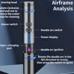 Bartschneider-Feuerzeug-Kombination – wiederaufladbares, winddichtes Pflegewerkzeug