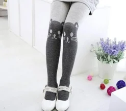 Baumwollstrumpfhose mit Cartoon-Katze – Niedliche bedruckte Strumpfhose