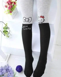 Baumwollstrumpfhose mit Cartoon-Katze – Niedliche bedruckte Strumpfhose