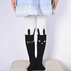 Baumwollstrumpfhose mit Cartoon-Katze – Niedliche bedruckte Strumpfhose
