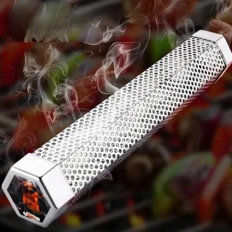 BBQ-Räucherrohr aus Edelstahl – Sechseckiges Design für verbesserten Geschmack