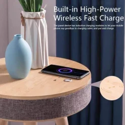 Beistelltisch mit Bluetooth-Lautsprecher – Elegantes Holzdesign mit kabellosem Laden