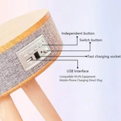 Beistelltisch mit Bluetooth-Lautsprecher – Elegantes Holzdesign mit kabellosem Laden