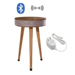 Beistelltisch mit Bluetooth-Lautsprecher – Elegantes Holzdesign mit kabellosem Laden