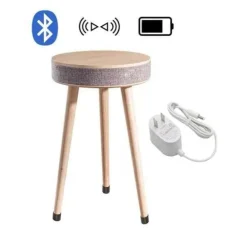 Beistelltisch mit Bluetooth-Lautsprecher – Elegantes Holzdesign mit kabellosem Laden