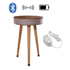 Beistelltisch mit Bluetooth-Lautsprecher – Elegantes Holzdesign mit kabellosem Laden