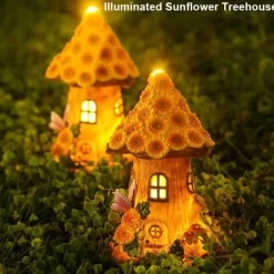 Beleuchtetes Sonnenblumen-Baumhaus – beleuchtete Gartendekoration