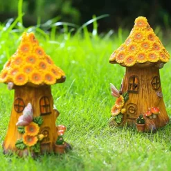 Beleuchtetes Sonnenblumen-Baumhaus – beleuchtete Gartendekoration