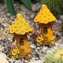 Beleuchtetes Sonnenblumen-Baumhaus – beleuchtete Gartendekoration