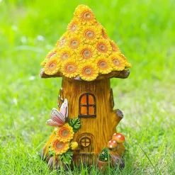 Beleuchtetes Sonnenblumen-Baumhaus – beleuchtete Gartendekoration