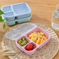 Bento-Box-Set für Kinder aus Weizenstroh mit Lunchtasche