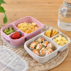 Bento-Box-Set für Kinder aus Weizenstroh mit Lunchtasche