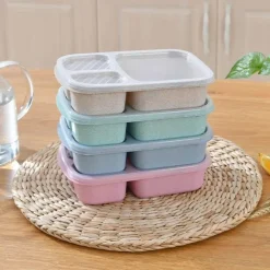 Bento-Box-Set für Kinder aus Weizenstroh mit Lunchtasche