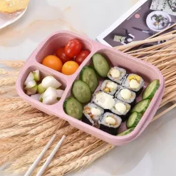 Bento-Box-Set für Kinder aus Weizenstroh mit Lunchtasche