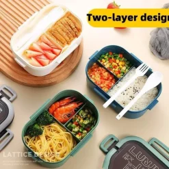 Bento-Lunchbox für Kinder – 2-lagiger, mikrowellengeeigneter Lebensmittelbehälter für die Schule und Outdoor-Aktivitäten
