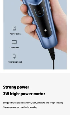 Über USB wiederaufladbarer Elektrorasierer für Männer, leistungsstarker, wasserdichter Rasierer