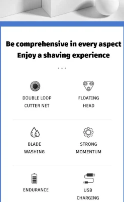 Über USB wiederaufladbarer Elektrorasierer für Männer, leistungsstarker, wasserdichter Rasierer