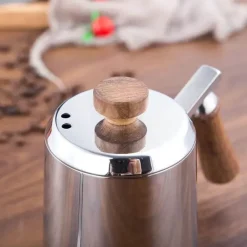 Übergießkessel mit Schwanenhals – Edelstahl mit Holzgriff