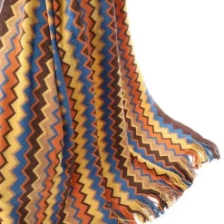Überwurfdecke im Bohemian-Stil mit Streifenmuster – gemütliche Tagesdecke mit Quasten für Sofa oder Bett