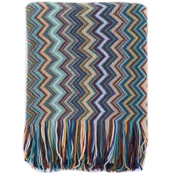 Überwurfdecke im Bohemian-Stil mit Streifenmuster – gemütliche Tagesdecke mit Quasten für Sofa oder Bett