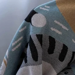 Überwurfdecke mit Cartoon-Katze – doppelseitige Sofa-Tagesdecke