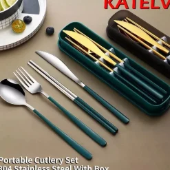 Besteckset aus 304 Edelstahl – stilvolles Reiseetui inklusive