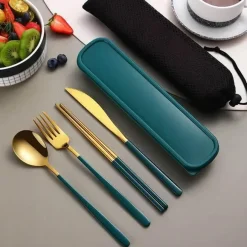 Besteckset aus 304 Edelstahl – stilvolles Reiseetui inklusive