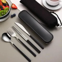 Besteckset aus 304 Edelstahl – stilvolles Reiseetui inklusive