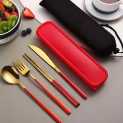 Besteckset aus 304 Edelstahl – stilvolles Reiseetui inklusive