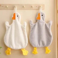 Bestickte Mikrofaser-Handtücher – bezauberndes Korallensamt-Gans-Design für stilvolle Badezimmer