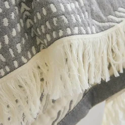 Böhmische Baumwoll-Überwurfdecke – vierlagige Gaze-Tagesdecke mit Quasten