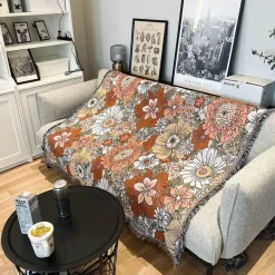 Böhmische Blumendecke - Gemütlicher Freizeitüberwurf