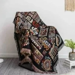 Böhmische Jacquard-Überwurfdecke – doppelseitiger Sofabezug, multifunktionale Tagesdecke