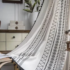 Böhmischer Vorhang - Baumwollleinen Ethno Geometrischer Druck